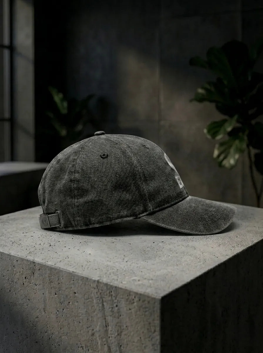 Equilibrium Signature Icon Baseball Cap — Charcoal Grey & White